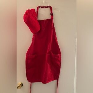 Red Apron and Cap Set